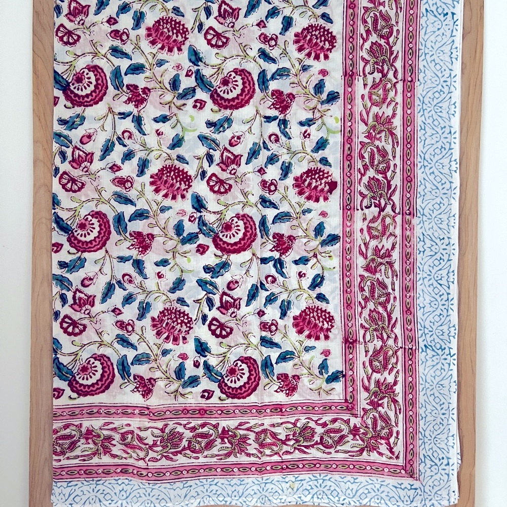 100% Cotton Hand Block Print Sarong Scarf Swim Coverup (22M)